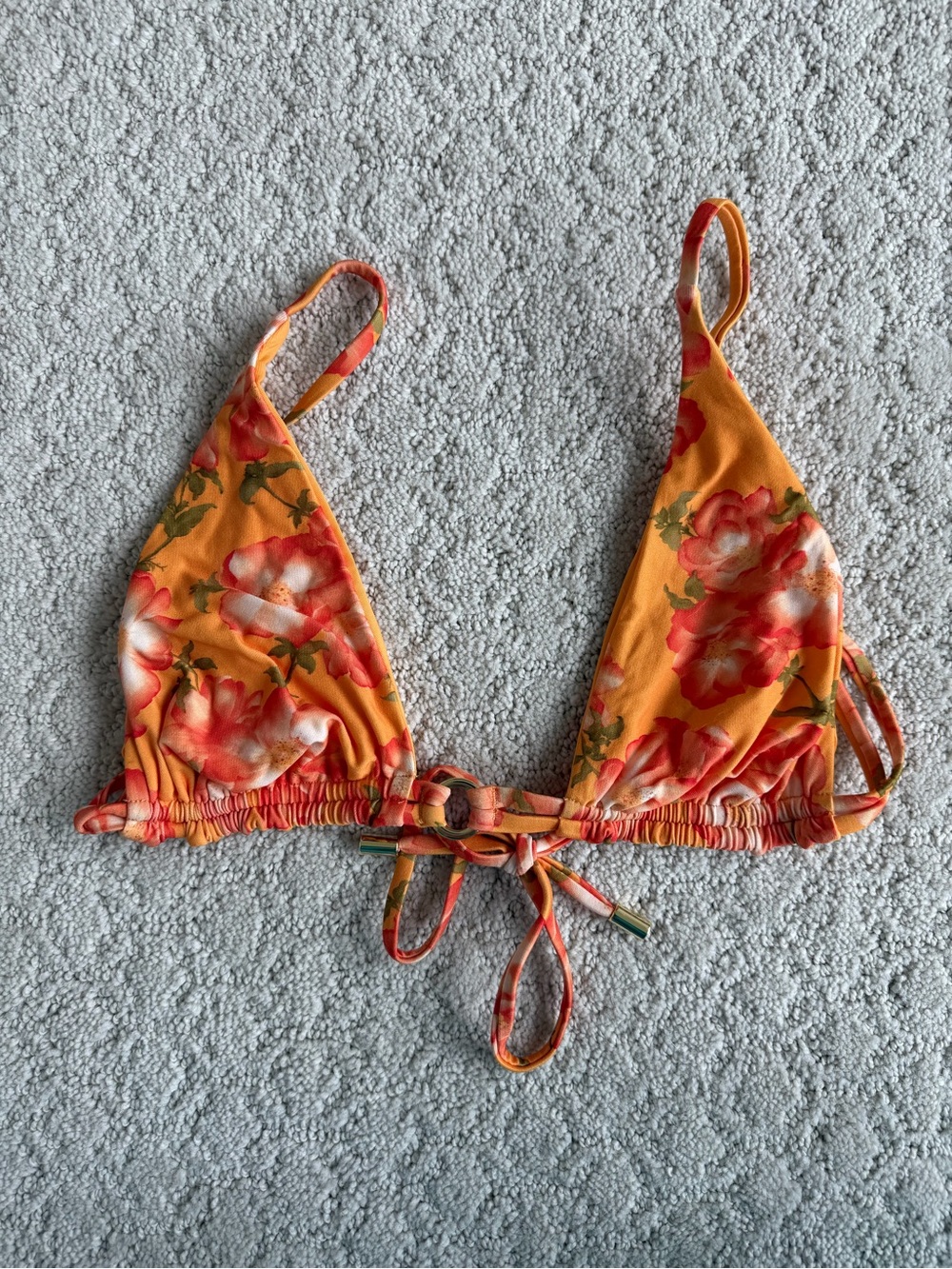 Monday Swimwear Orange Floral Triangle Bikini Top
